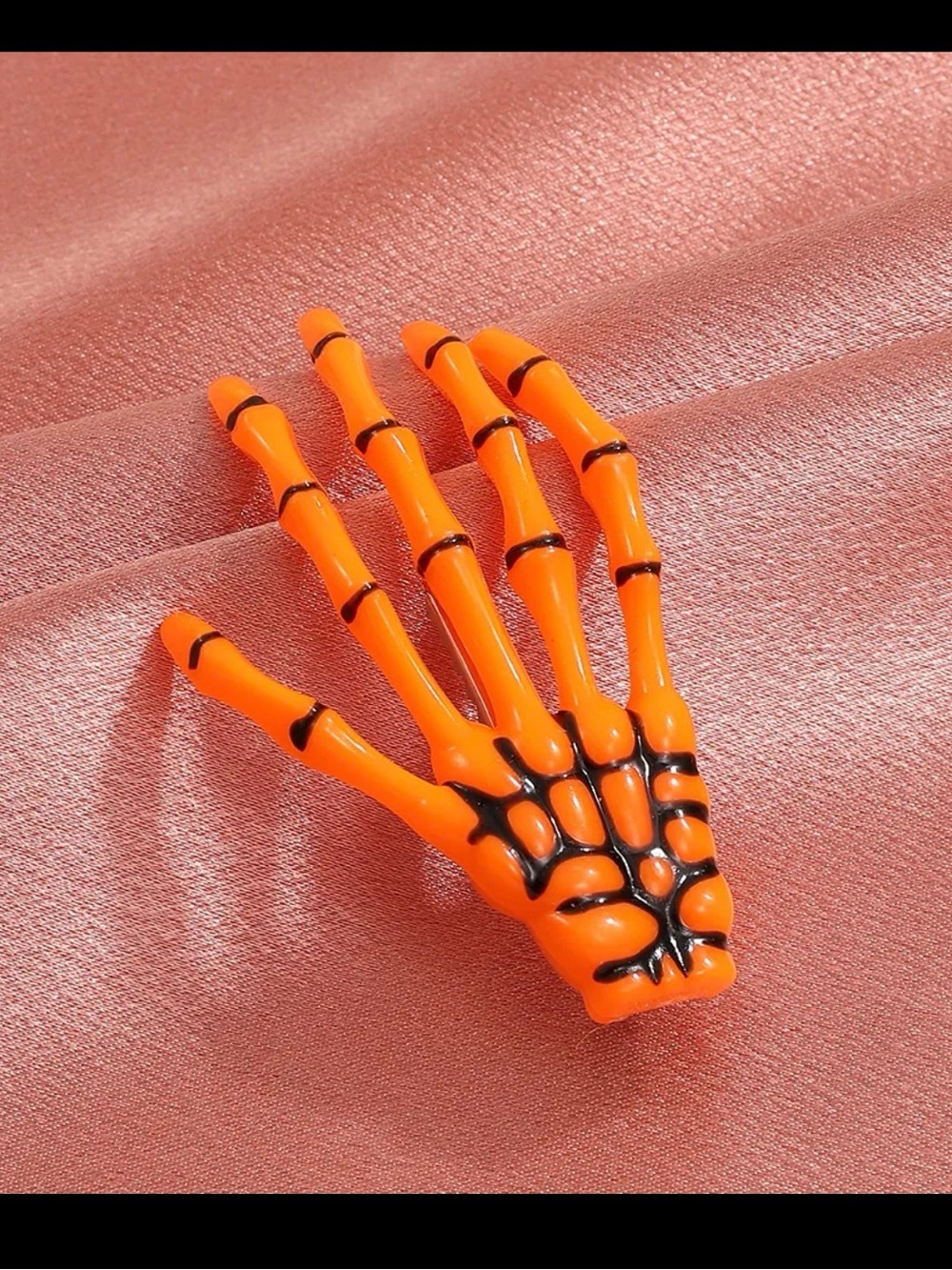 10pcs Orange Skeleton Hand Hair Clip Halloween Bone Hairpins for Women and Girls